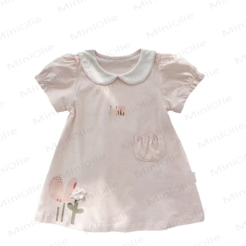 Baby Kleinkind -Mädchen-Kleid mit Peter-Pan-Kragen und Biene - Rosa Biene - 3-5J - image 4