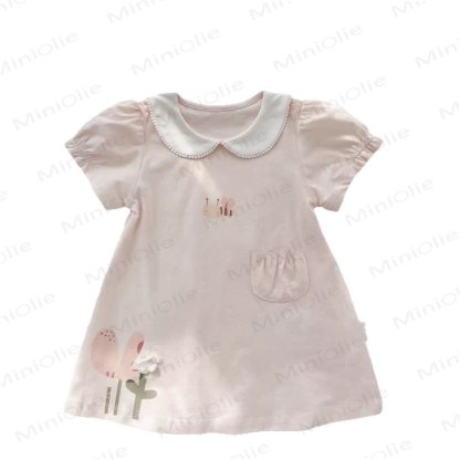 Baby Kleinkind -Mädchen-Kleid mit Peter-Pan-Kragen und Biene - Rosa Biene - 3-5J - image 4