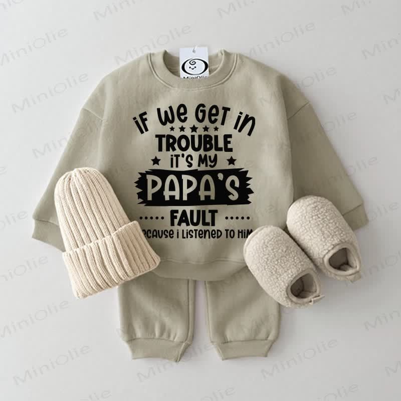 IF WE GET IN TROUBLE IT'S MY PAPA'S FAULT. Baby 2-teiliges Set in Grau Grün - Grau Grün - 2-3J - image 1