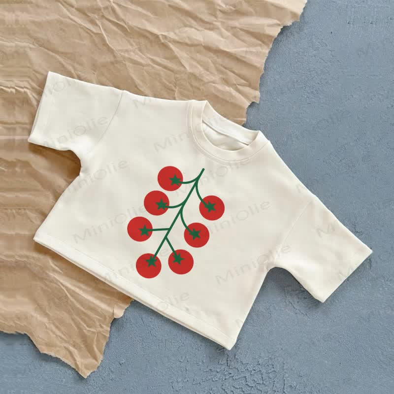 Sommer Freizeit-T-Shirt mit Baby -Tomatenspießen - Weiß - 2-3J - image 1