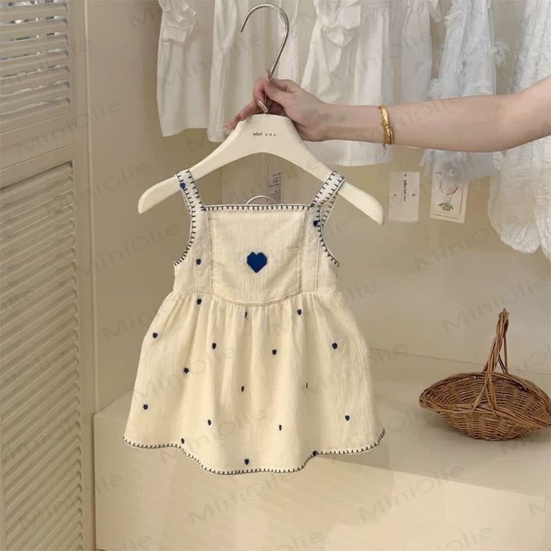 Baby Kleinkind Kleid mit Herz, Beige, mit Trägern  - Beige - 5-7J - image 1