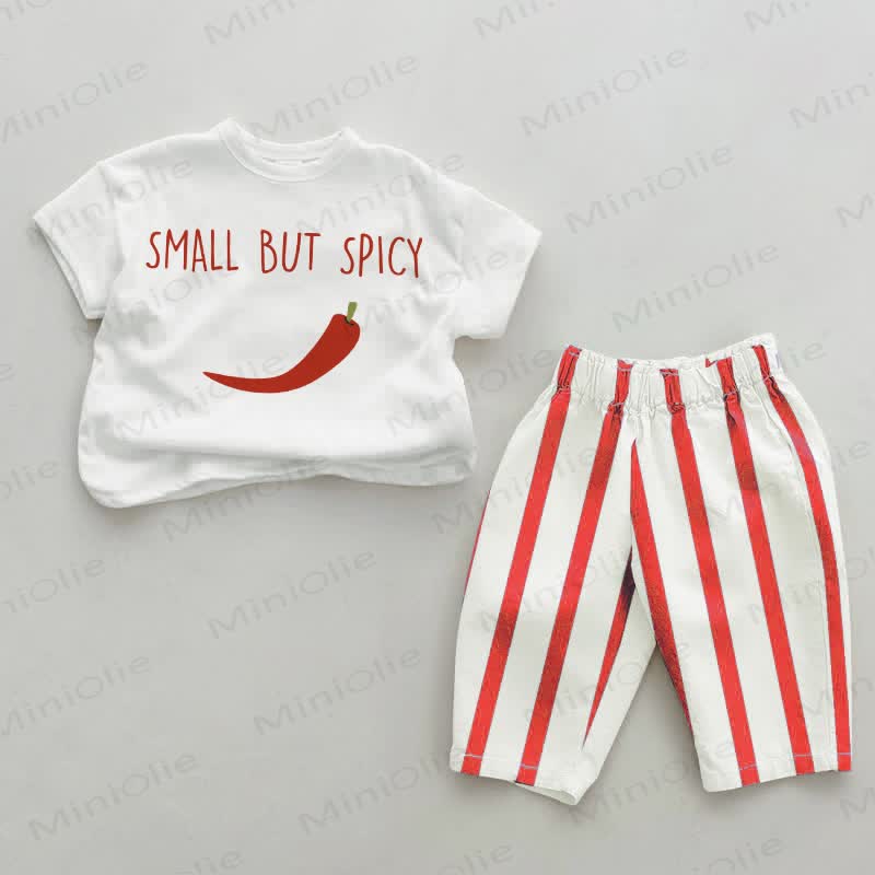 SMALL BUT SPICY Baby Red Vertical Streifen 2-teiliges Set - Weiß & Rot - 2-3J - image 1
