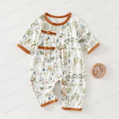 Baby Strampler mit Baumknotenknöpfen - Grün - 9-12M - image 1