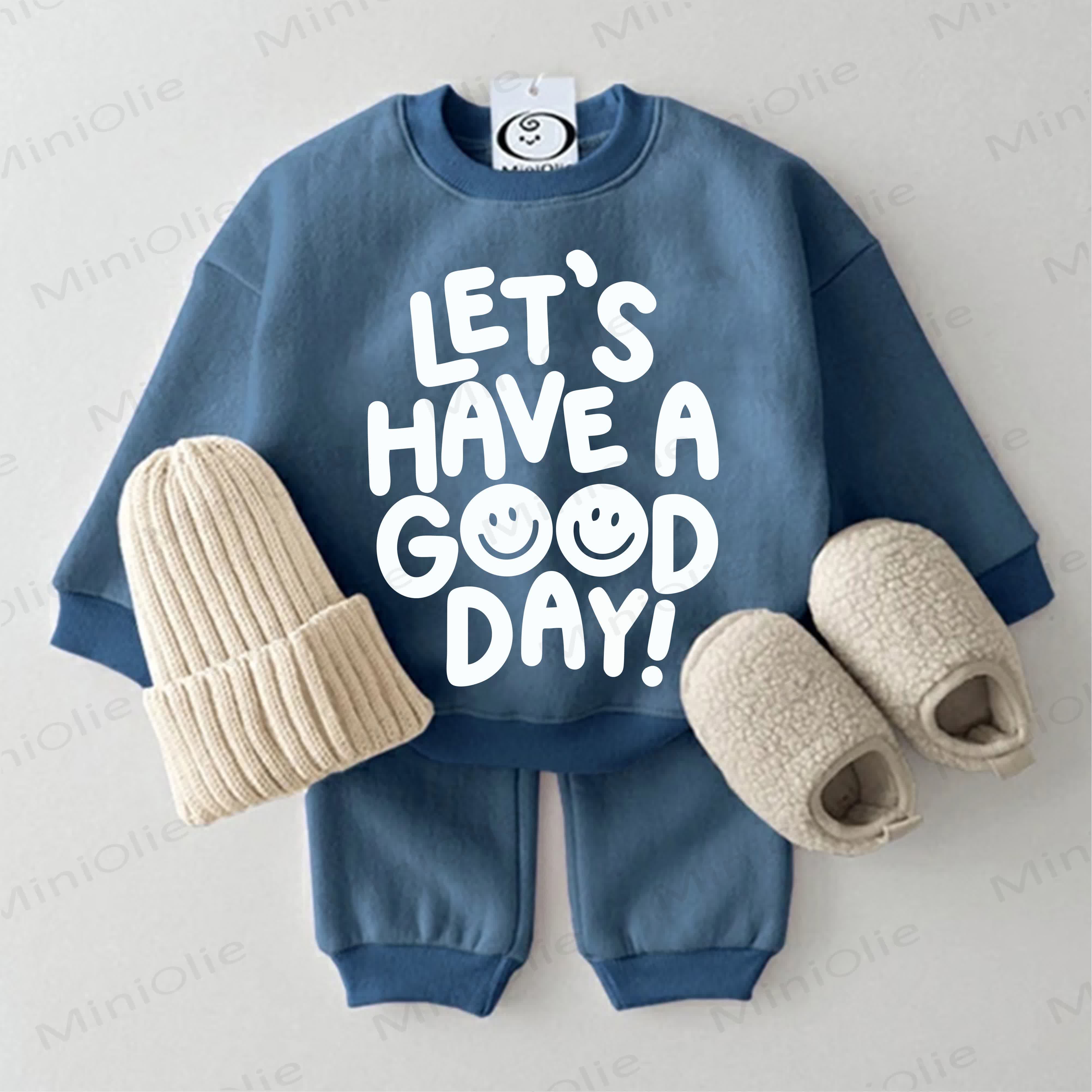 LET'S HAVE A GOOD DAY! Baby Sweatshirt Set, 2-teilig - Blau - 2-3J - image 2