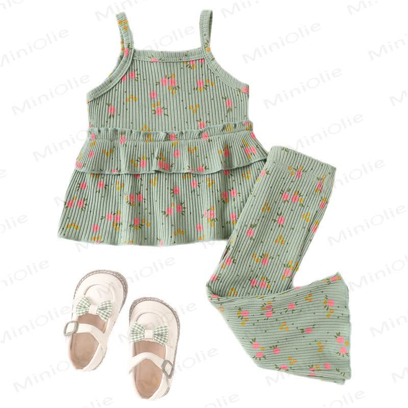 2-teiliges Set für Baby : Spitze und Hose mit Blumen - image 5