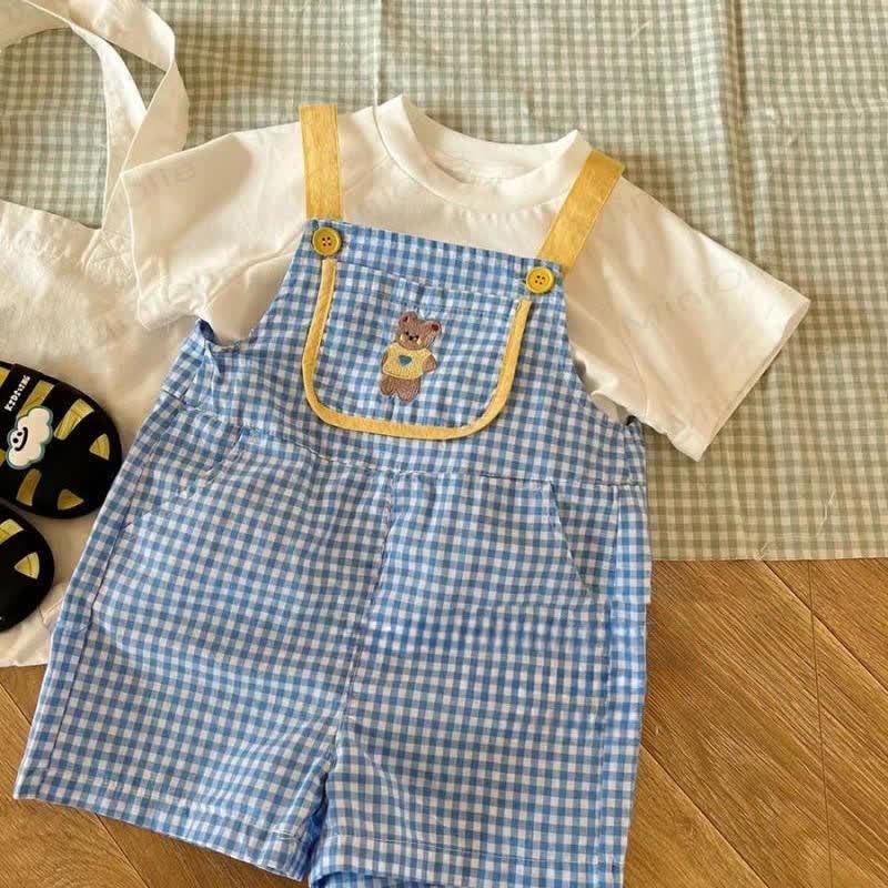 Baby Kleinkind Plaid Bär - Overalls - image 3