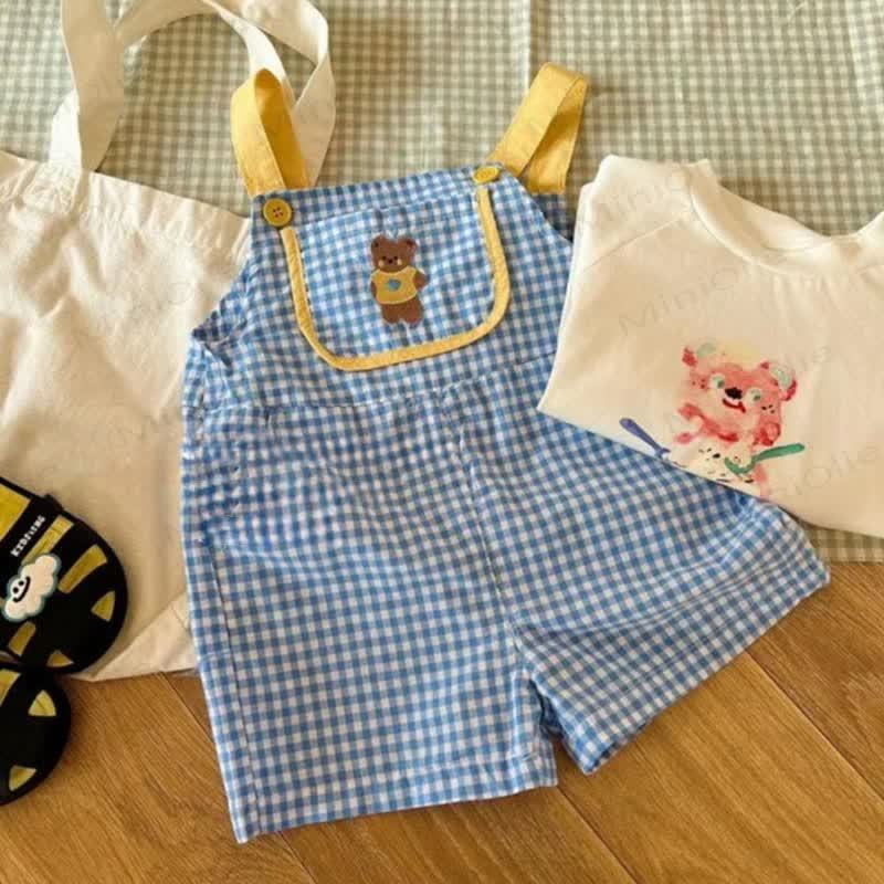 Baby Kleinkind Plaid Bär - Overalls - Blau - 4-5J - image 1