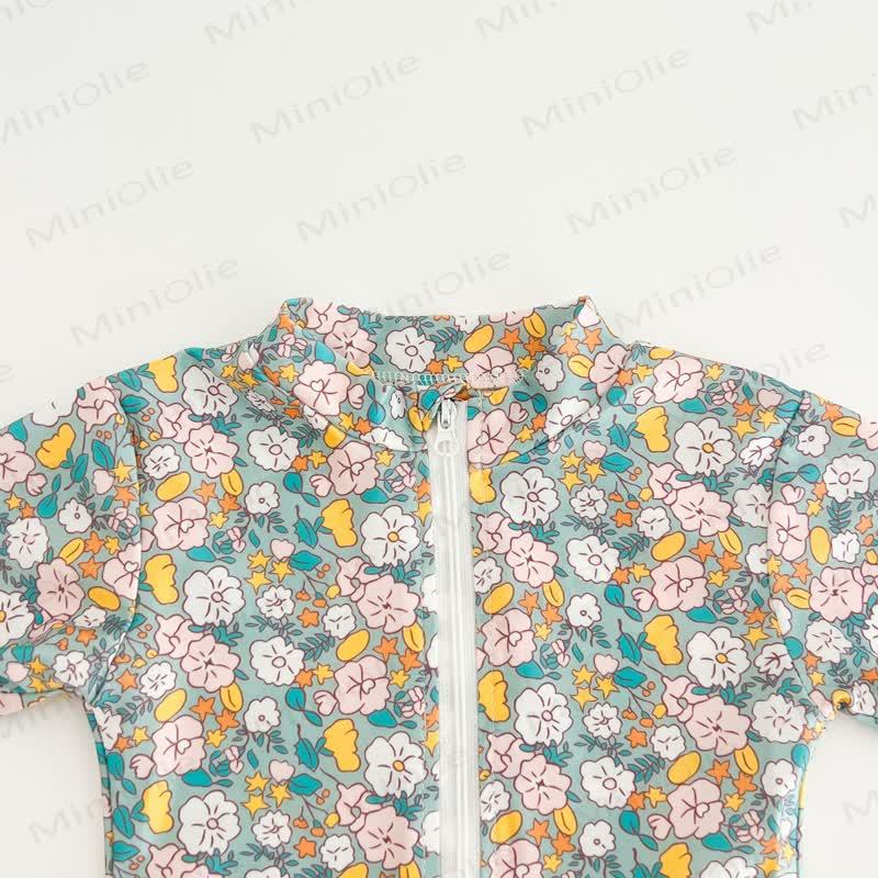 Kleinkind -Mädchen- Badeanzug mit Erdbeere und Blumen , Reißverschluss und Hut - image 10