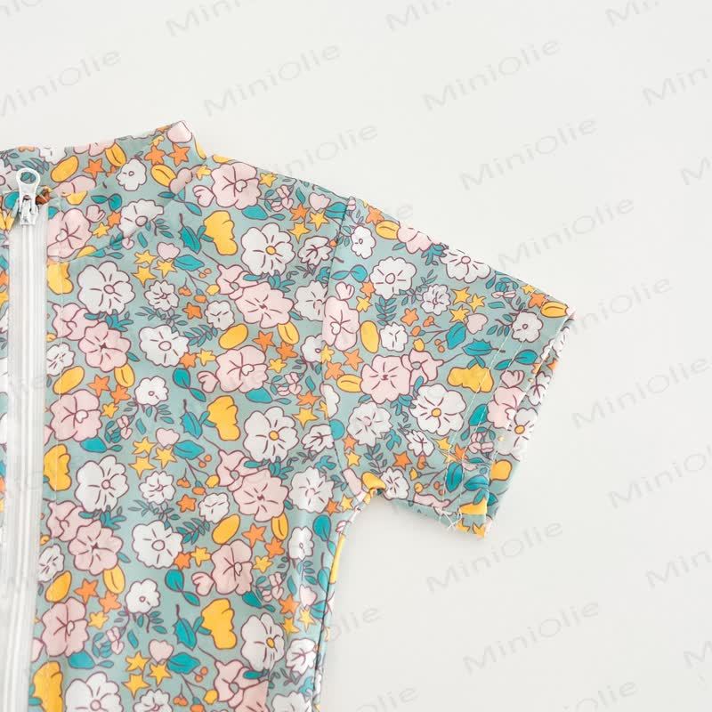 Kleinkind -Mädchen- Badeanzug mit Erdbeere und Blumen , Reißverschluss und Hut - image 11