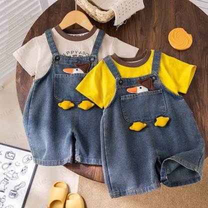 Set aus T-Stück -T- Ente und Overalls für Kleinkind - image 1