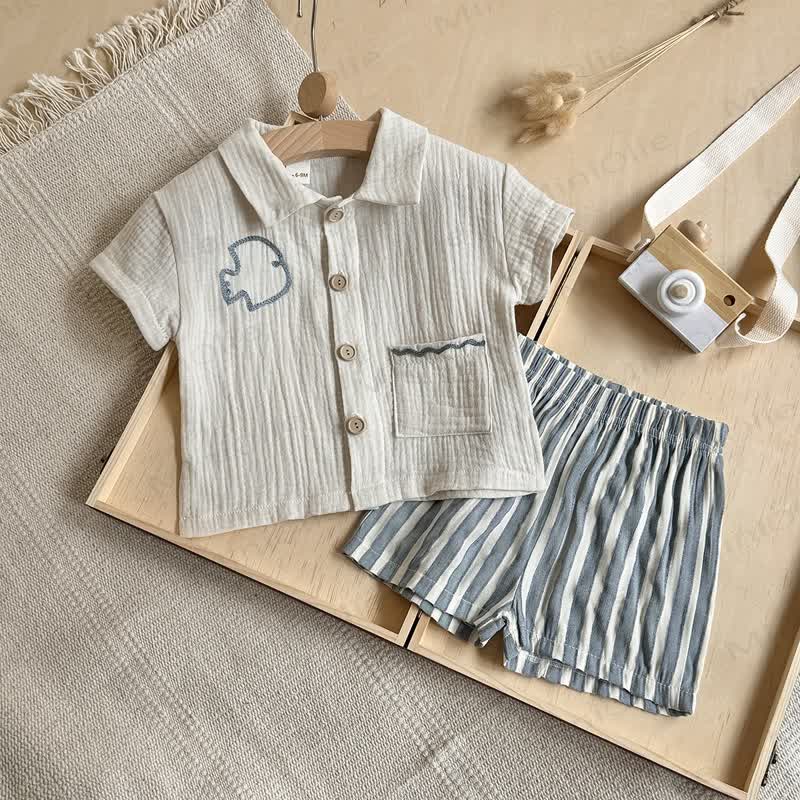 Baby Fisch Shirt und Shorts 2-teiliges Set - Beige - 2-3J - image 1