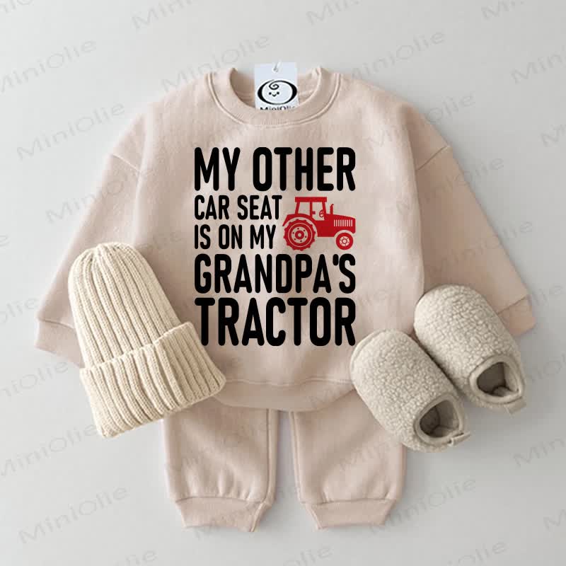 MY OTHER CAR SEAT IS ON MY GRANDPA'S TRACTOR. Baby Sweatshirt, Beige, 2-teiliges Set - Beige - 2-3J - image 1