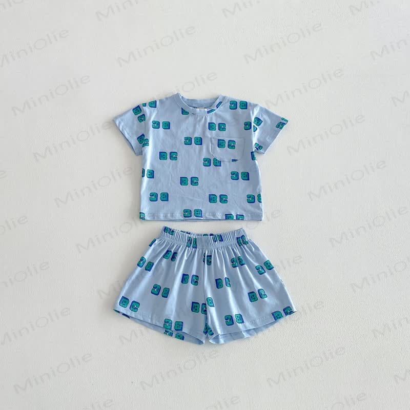Kleinkind Alphabet- T-Stück und Shorts Set - Blau - 6-7J - image 15
