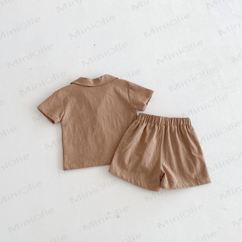 Kleinkind Set aus Einfarbig T-Stück und Shorts mit Tasche - image 10