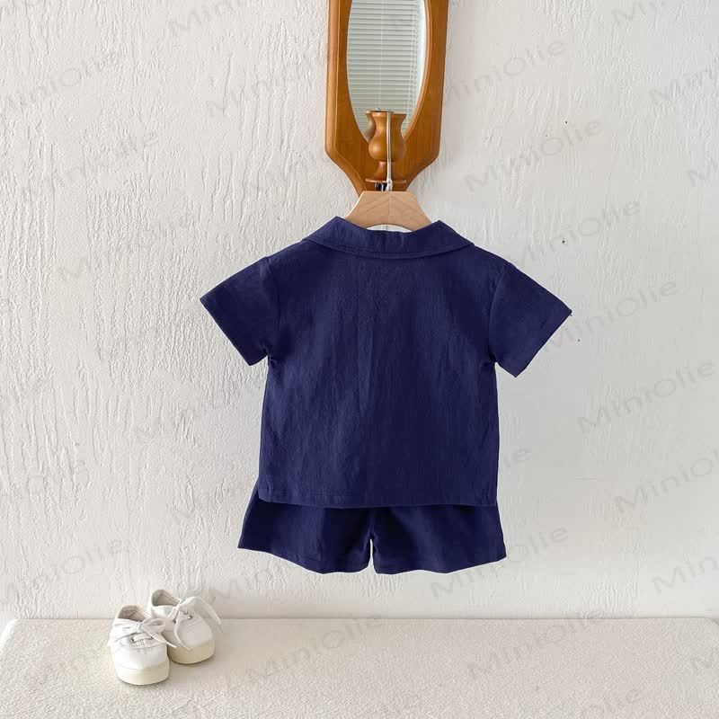 Kleinkind Set aus Einfarbig T-Stück und Shorts mit Tasche - image 8