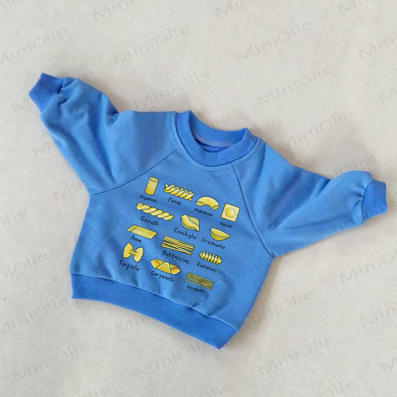 Baby Kleinkind Sweatshirt mit Pasta-Muster , Blau - Blau - 3-5J - image 1