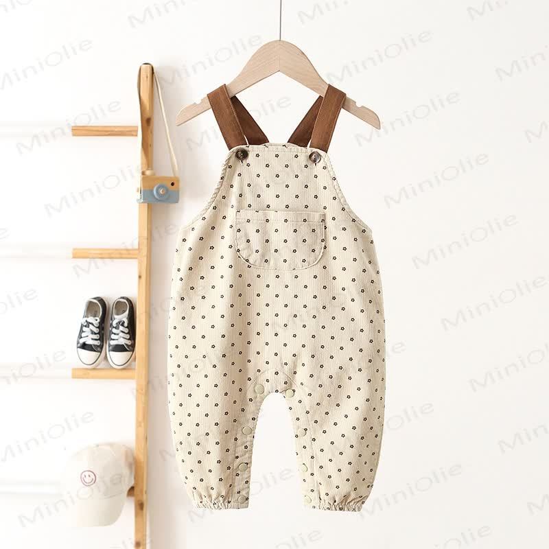 Cord Overalls mit Blume für Baby und Kleinkind - Beige - 3-4J - image 1