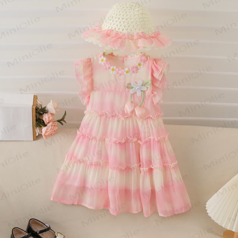 Kleid in Rosa mit Blume und Kleinkind , passend zu einem Hut - image 2