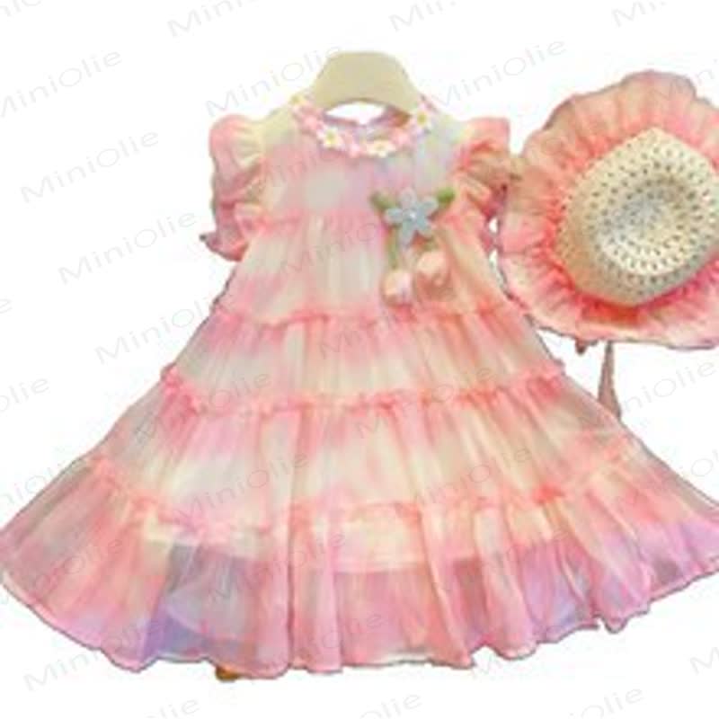 Kleid in Rosa mit Blume und Kleinkind , passend zu einem Hut - image 10
