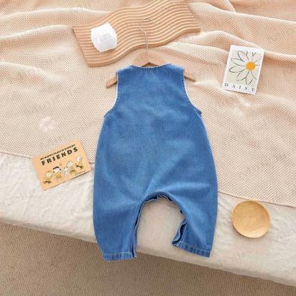 Ärmelloser Denim Strampler mit Taschen für Baby - image 2