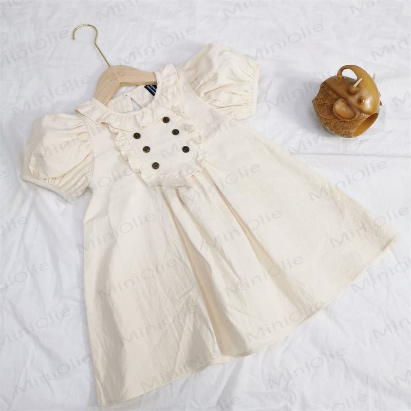 Baby Kleinkind in Einfarbig mit Rüschenkragen - Beige - 4-5J - image 2