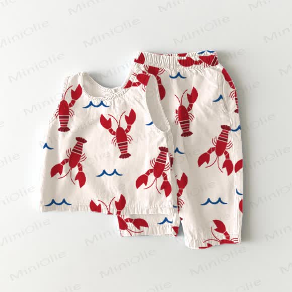 Red Lobster 2-teiliges ärmelloses Set für Kleinkind - Weiß - 5-7J - image 1