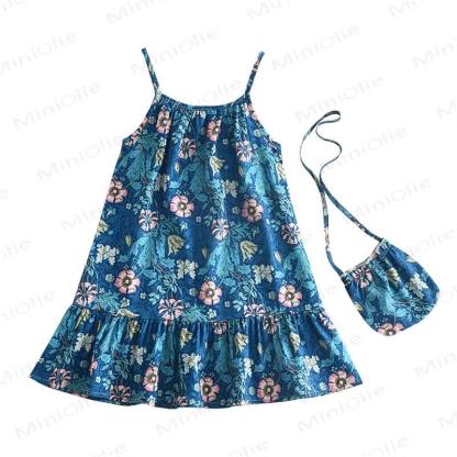Blumen Kleid mit Kleinkind und Tasche - image 2