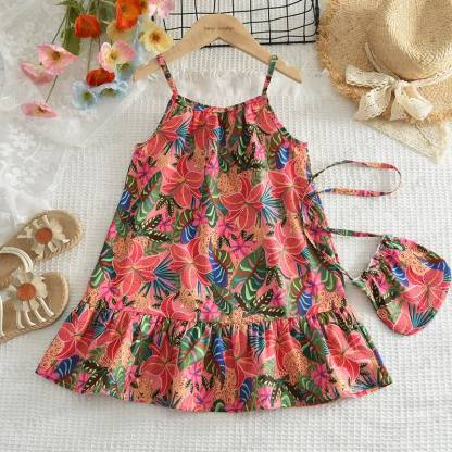 Blumen Kleid mit Kleinkind und Tasche - Rosa - 6-7J - image 10