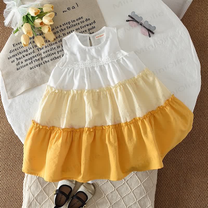 Ärmelloses Kleid mit Farbblock für Kleinkind  - Gelb - 6-7J - image 6