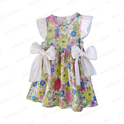 Kleid mit Blumen , Schleife und Rüschenärmeln - image 6
