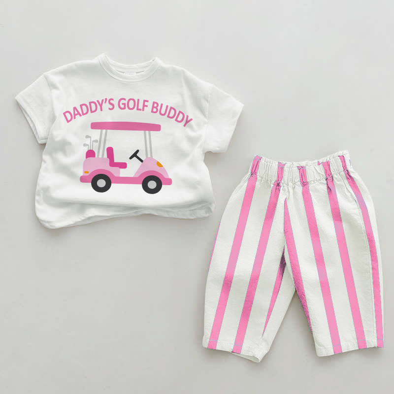 GOLF Buddy für DADDY/ MOMMY'S Baby , vertikal Streifen 2-teiliges Set - Weiß & Rosa: DADDY'S - 2-3J - image 1