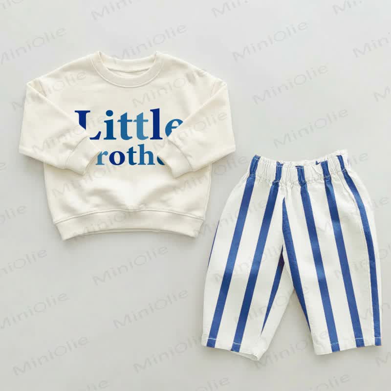 BIG BROTHER/LITTLE BROTHER Baby Kleinkind Blau Streifen Hose 2-teiliges Set - Kleiner Bruder - 2-3J - image 2