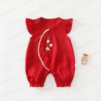 Baby Strampler mit Blumen und flatternden Strampler - Rot - 18-24M - image 2