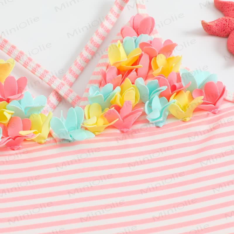 Baby Badeanzug mit Streifen und Blume - image 2