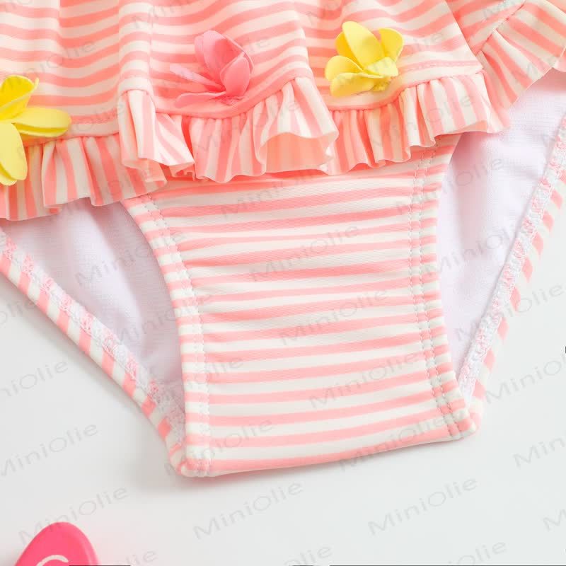 Baby Badeanzug mit Streifen und Blume - image 3