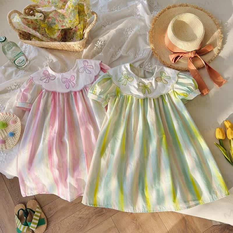 Streifen Kleid mit Schleife für Kleinkind - image 1