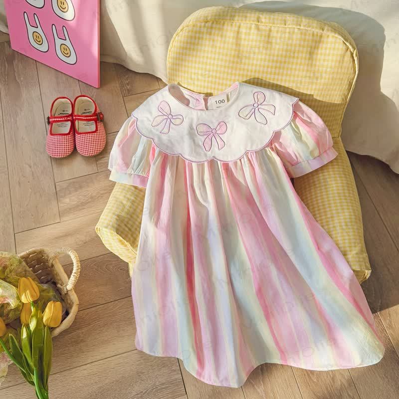 Streifen Kleid mit Schleife für Kleinkind - image 4