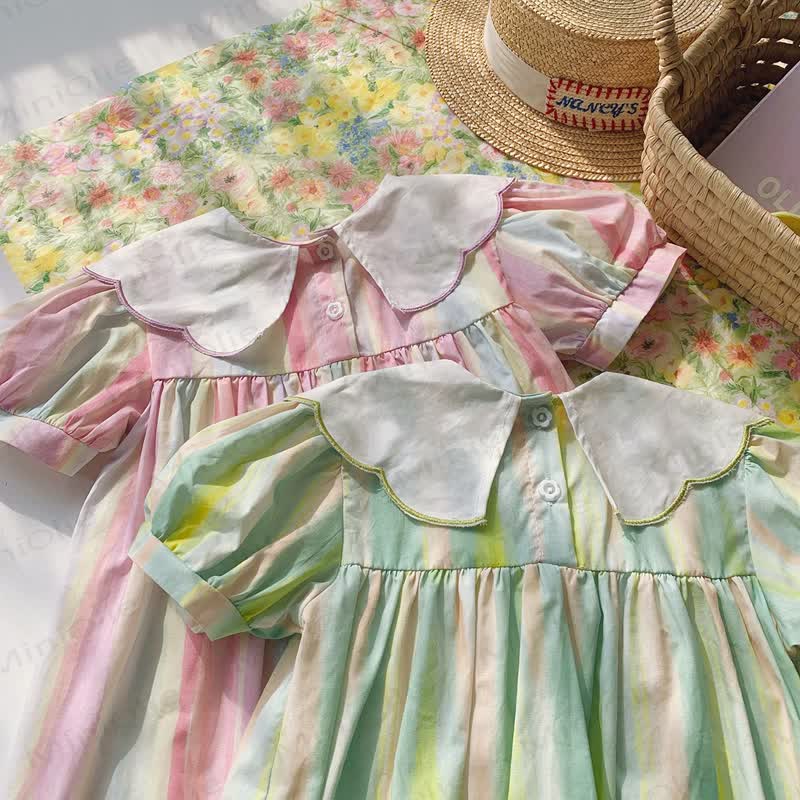 Streifen Kleid mit Schleife für Kleinkind - image 5