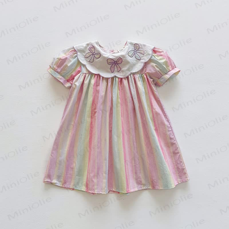 Streifen Kleid mit Schleife für Kleinkind - Rosa - 8-9J - image 3