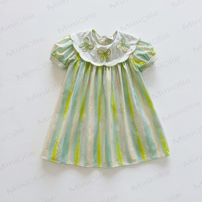 Streifen Kleid mit Schleife für Kleinkind - Grün - 8-9J - image 7