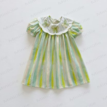 Streifen Kleid mit Schleife für Kleinkind - Grün - 8-9J - image 7