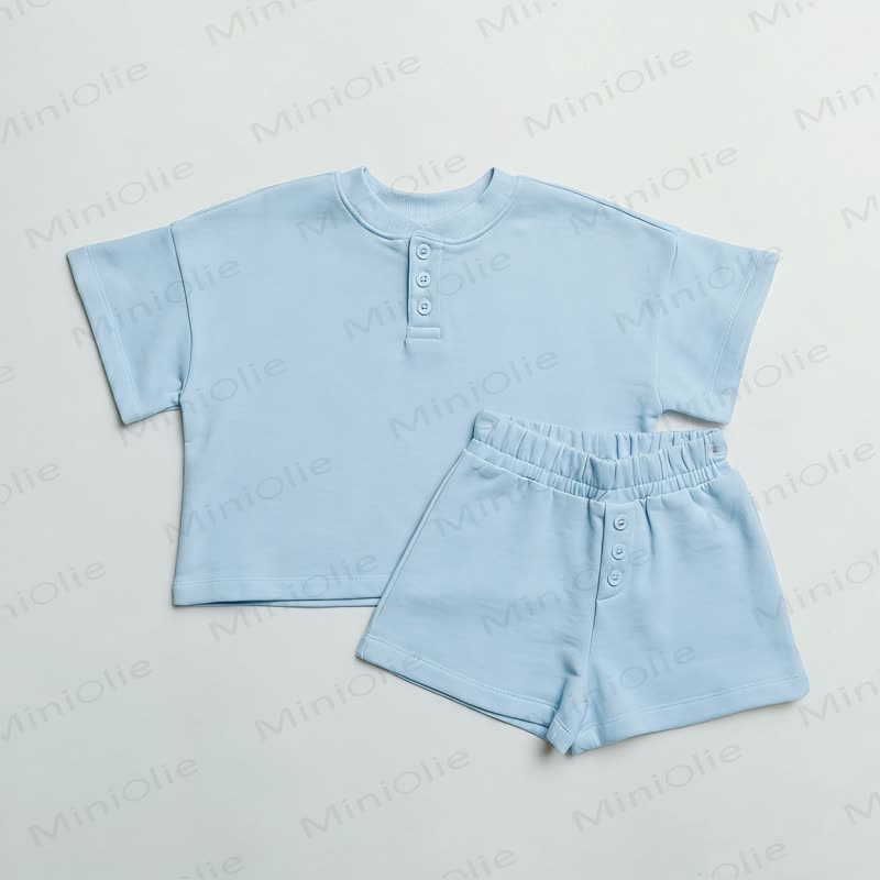 Baby Kleinkind Set aus Einfarbig T-Stück und Shorts - Blau - 3-4J - image 8