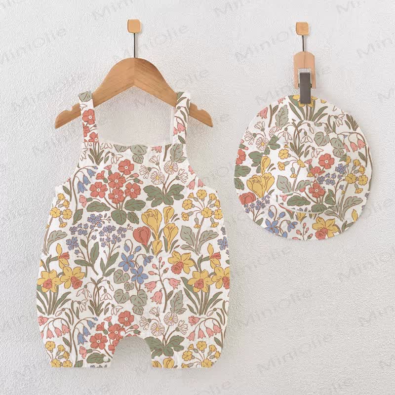 Weißer Baby Strampler mit Frühling und passender Hut - Weiß - 18-24M - image 1