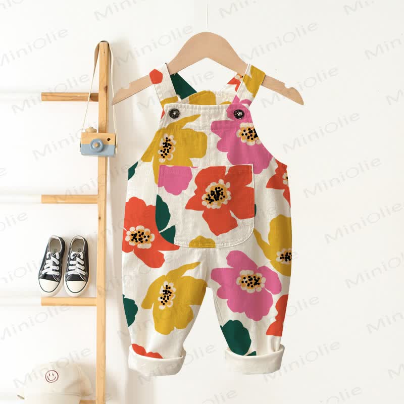 Baby und Kleinkind Overalls mit Bunt Blumen - Beige - 3-5J - image 1
