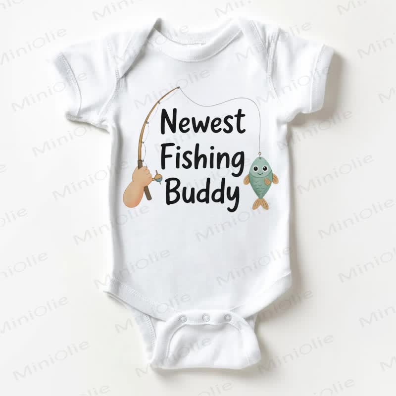 NEWEST FISHING BUDDY Baby Bodysuit in Weiß - Weiß - 18-24M - image 1
