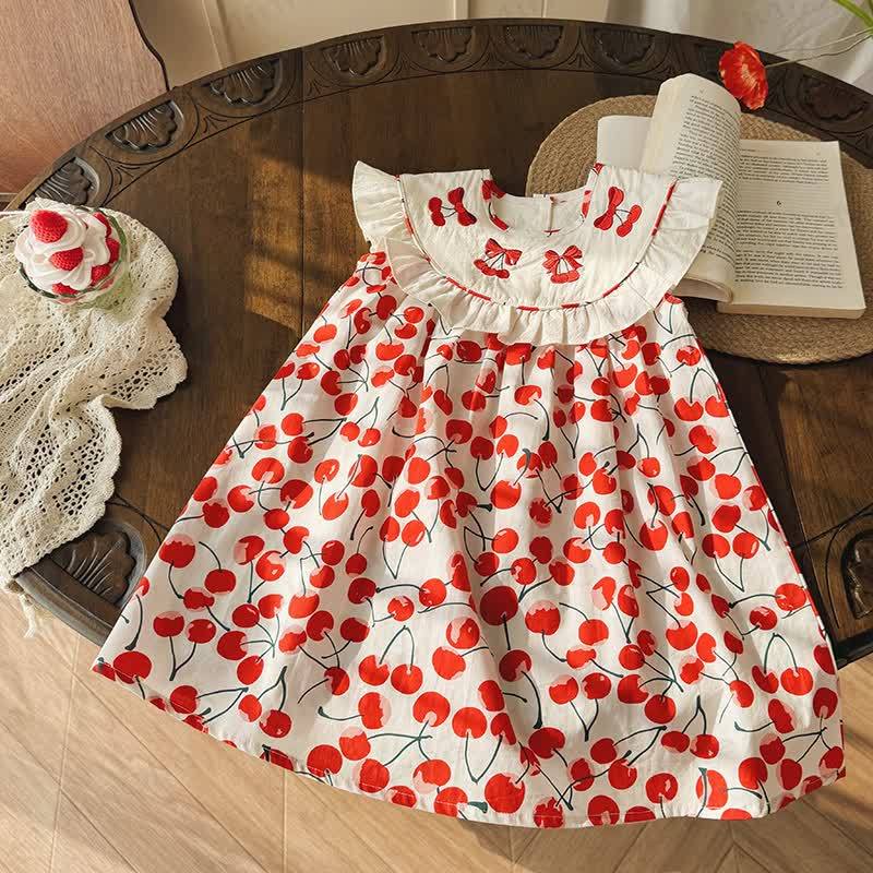 Kleid für Kleinkind mit Kirsche und Rüschenkragen - Rot - 8-9J - image 1