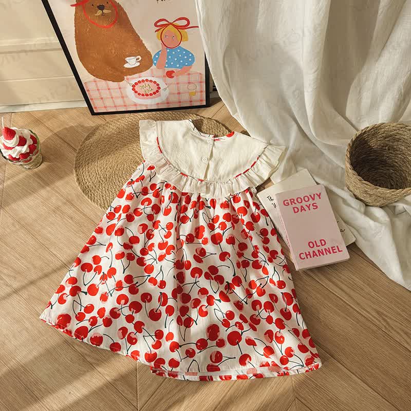 Kleid für Kleinkind mit Kirsche und Rüschenkragen - image 4