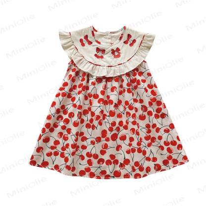 Kleid für Kleinkind mit Kirsche und Rüschenkragen - image 5