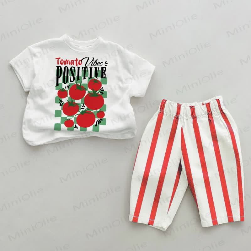 TOMATO VIBES POSITIVE Baby Rot Streifen 2-teiliges Set - Weiß & Rot - 2-3J - image 1