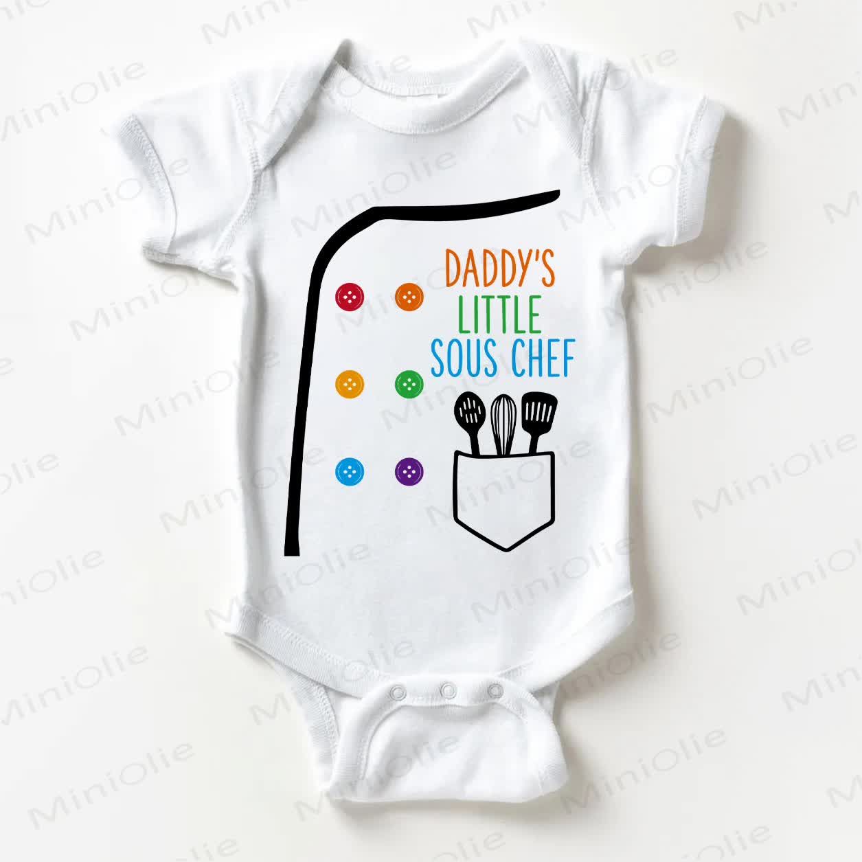 DADDY'S LITTLE SOUS CHEF Baby Bodysuit, weiß - Weiß - 18-24M - image 1